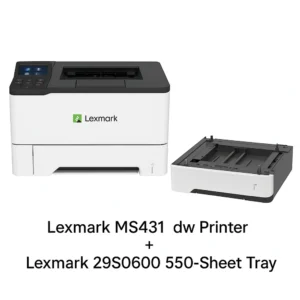 Bundle: Lexmark MS431DW A4 Mono Laser Printer (Duplex + WiFi) + Extra 550 Sheet Tray 29S0600